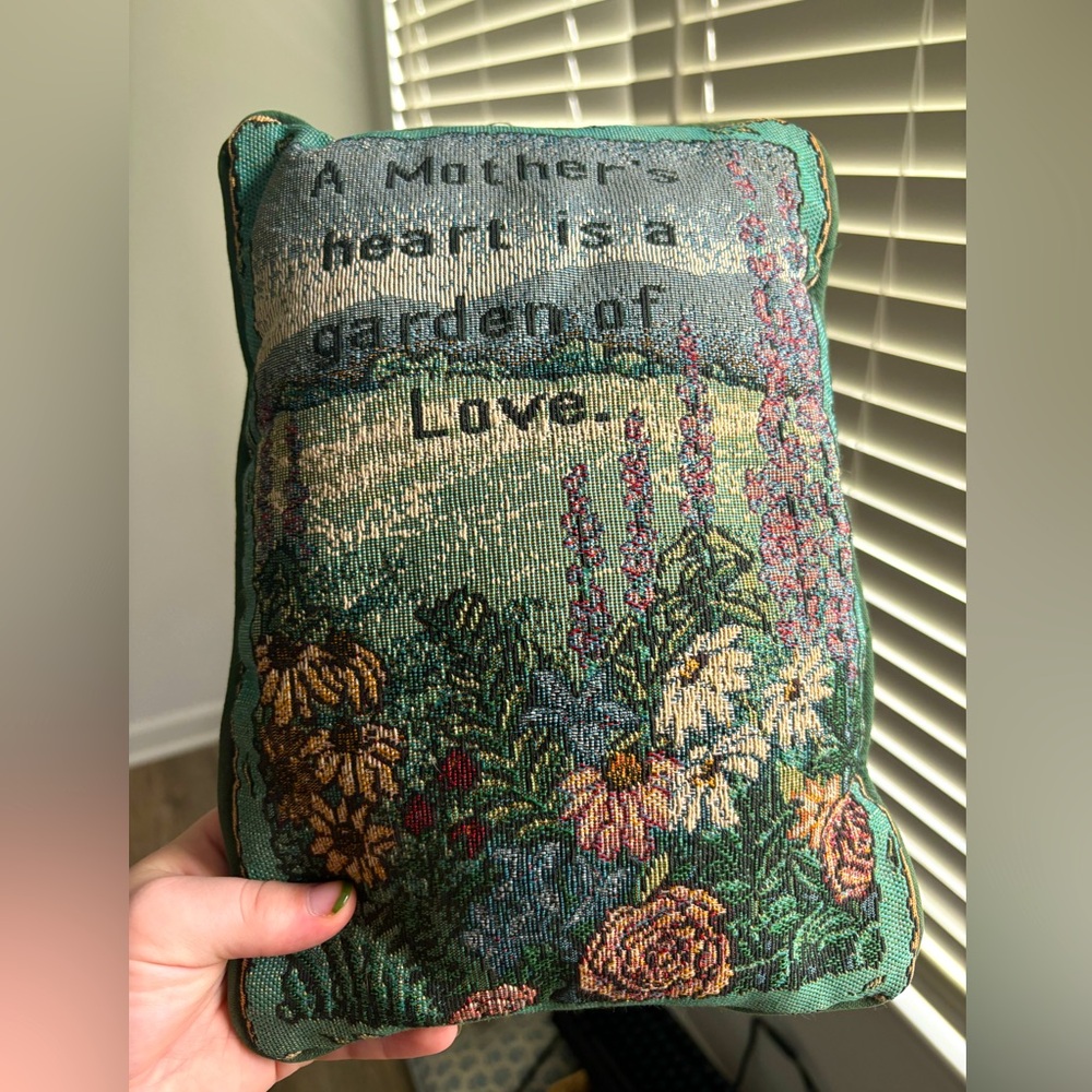 Vintage Tapestry Throw Pillow with Flowers
